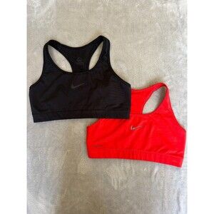Nike Sports Bra Bundle Womens Large Black Red Dri Fit Racerback Gym
